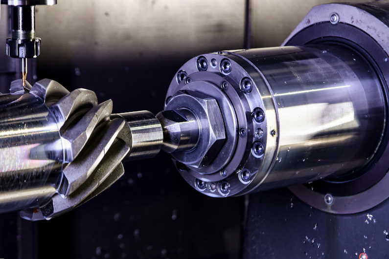 The shaft is a bevel gear with a round tooth in the centers on a